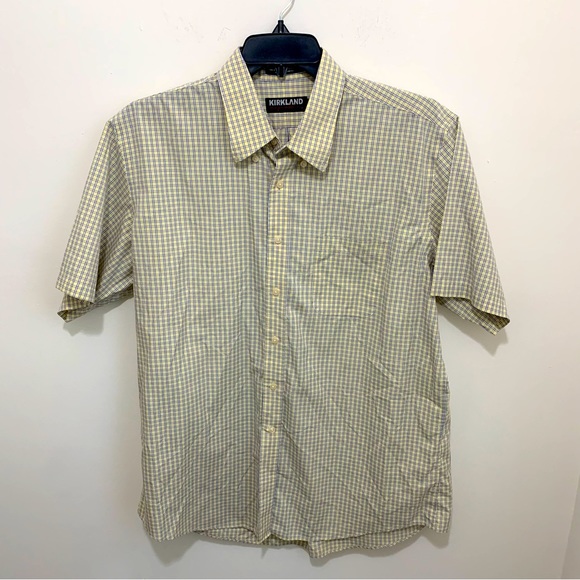 kirkland short sleeve dress shirts Kirkland Signature Mens Traditional Fit Dress Shirt (Light Green, 16x33)